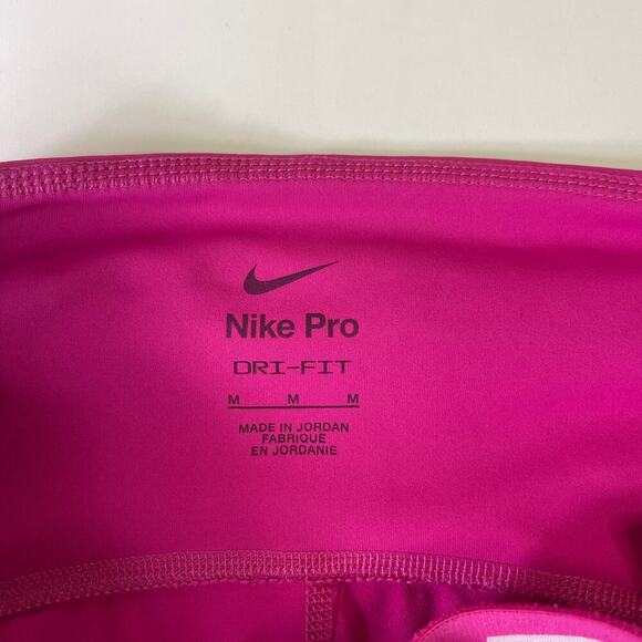 Nike Pro Dri-fit Women's Medium 3" Hi Waisted Active Pink White Pockets - Picture 5 of 10